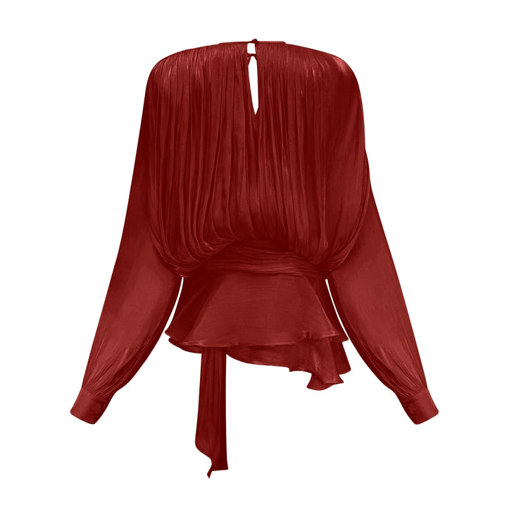 Vestido mini con volantes y pliegues completos Eugénia Rojo
