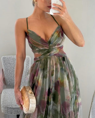 Claudia|™ Encantador vestido largo con estampado floral