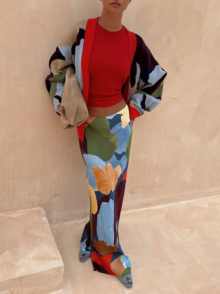 Chaqueta de punto con estampado geométrico abstracto