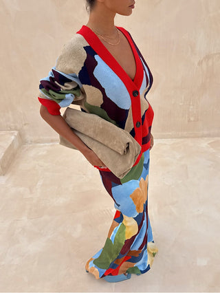 Chaqueta de punto con estampado geométrico abstracto