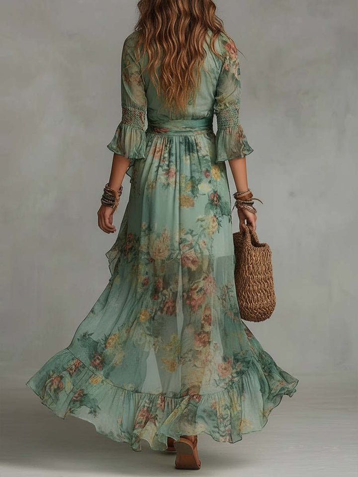 Alma | Vestido largo con estampado floral romántico