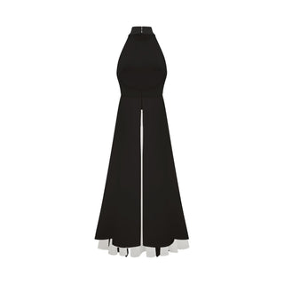 Vestido largo con cuello halter y capas de Martina Soler