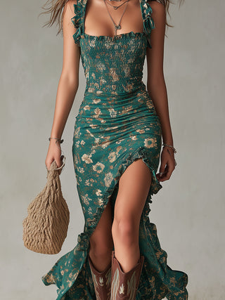 Lara | Vestido largo de estilo boho retro