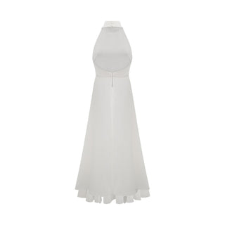 Vestido largo con cuello halter y capas de Martina Soler