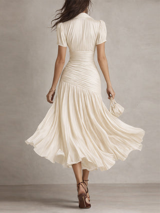 Lina | Vestido midi ajustado y plisado retro