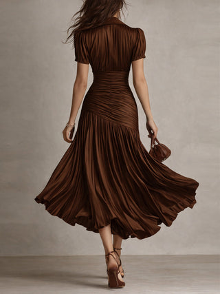 Lina | Vestido midi ajustado y plisado retro