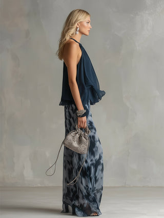 Laura | Conjunto elegante con top fluido y pantalones anchos