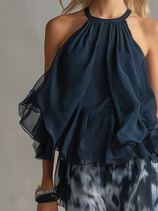 Laura | Conjunto elegante con top fluido y pantalones anchos