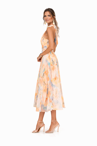 Esther™ | Vestido de Cuello Halter con Estampado de Acuarela