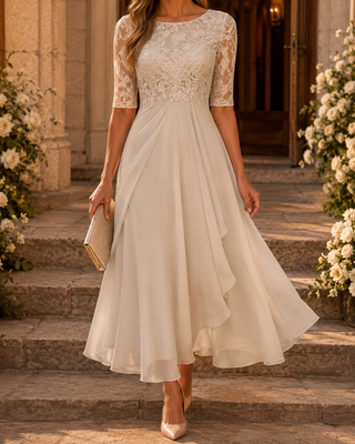 Rosa — Vestido Midi de Encaje Elegante