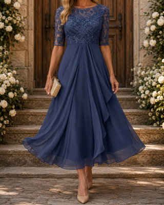 Rosa — Vestido Midi de Encaje Elegante