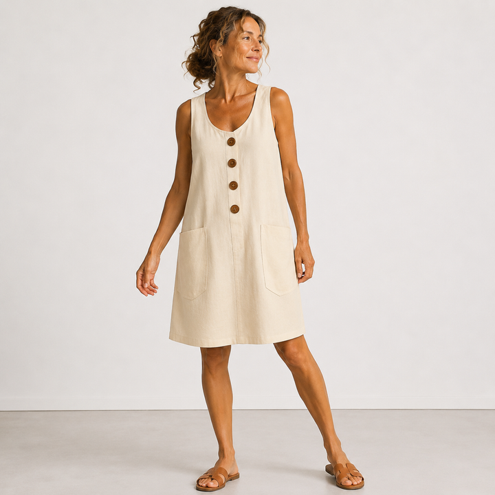 María | Vestido fresco de algodón y lino