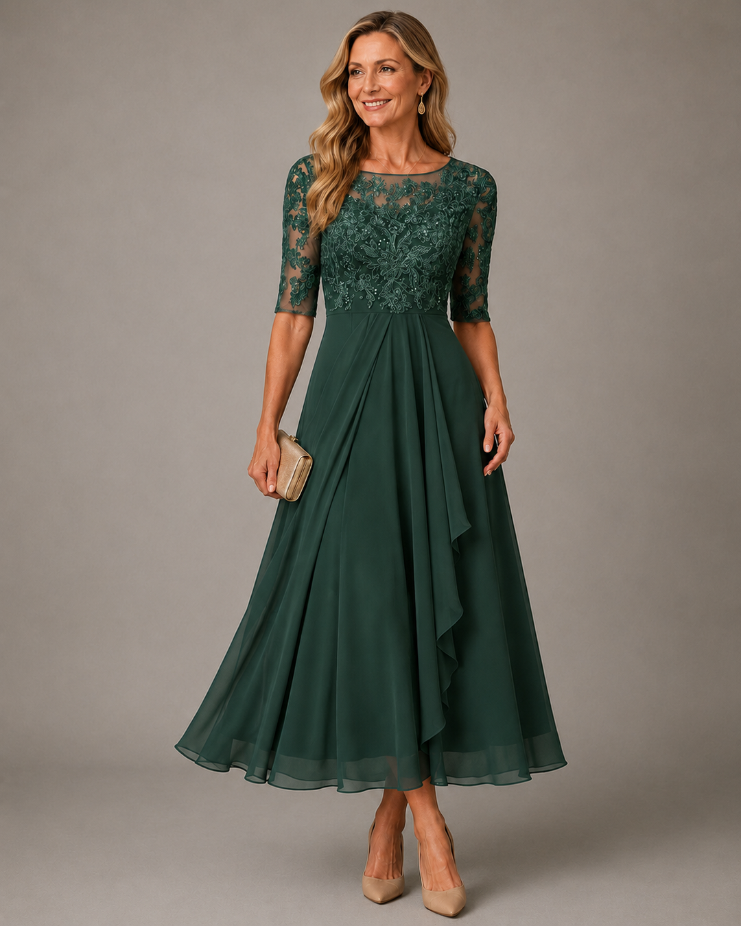 Rosa — Vestido Midi de Encaje Elegante