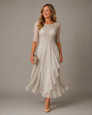 Rosa — Vestido Midi de Encaje Elegante