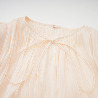 Mini vestido con volantes y pliegues neutro Eugénia