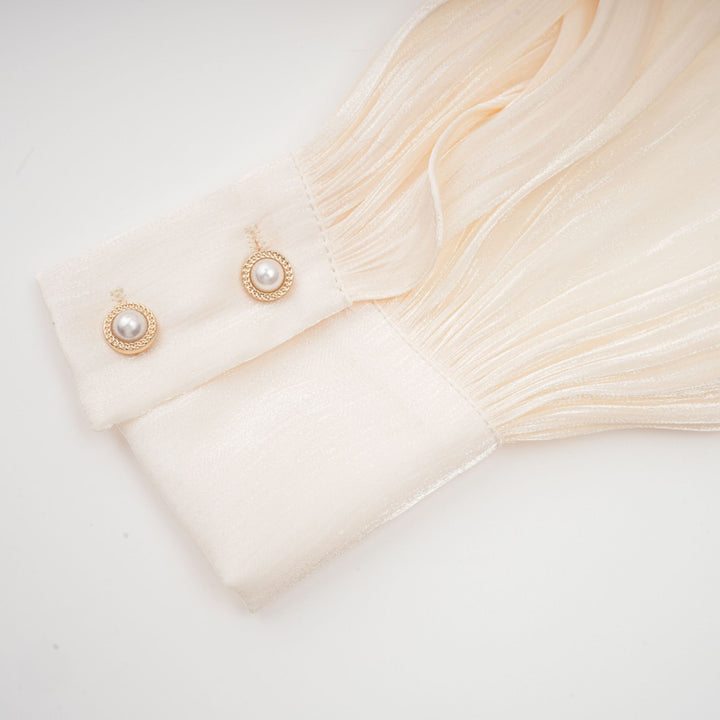 Mini vestido con volantes y pliegues neutro Eugénia