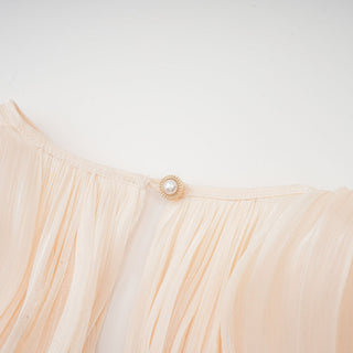 Mini vestido con volantes y pliegues neutro Eugénia
