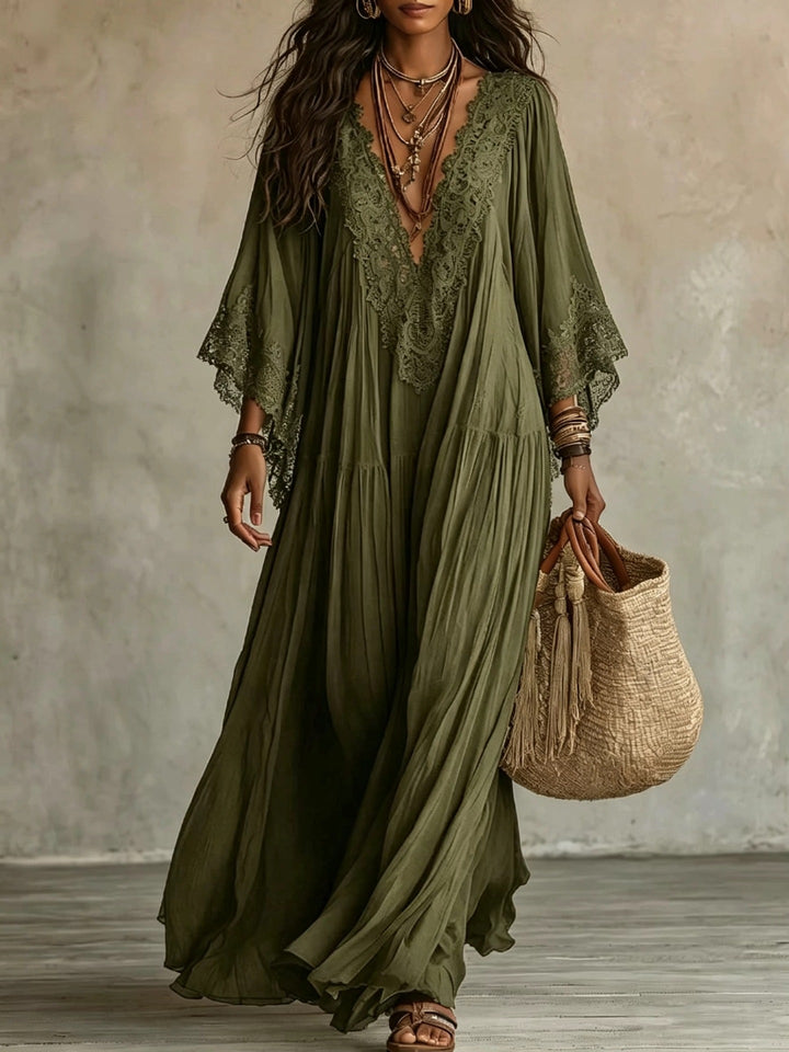 Valentina — Vestido Maxi Boho de Manga Kimono