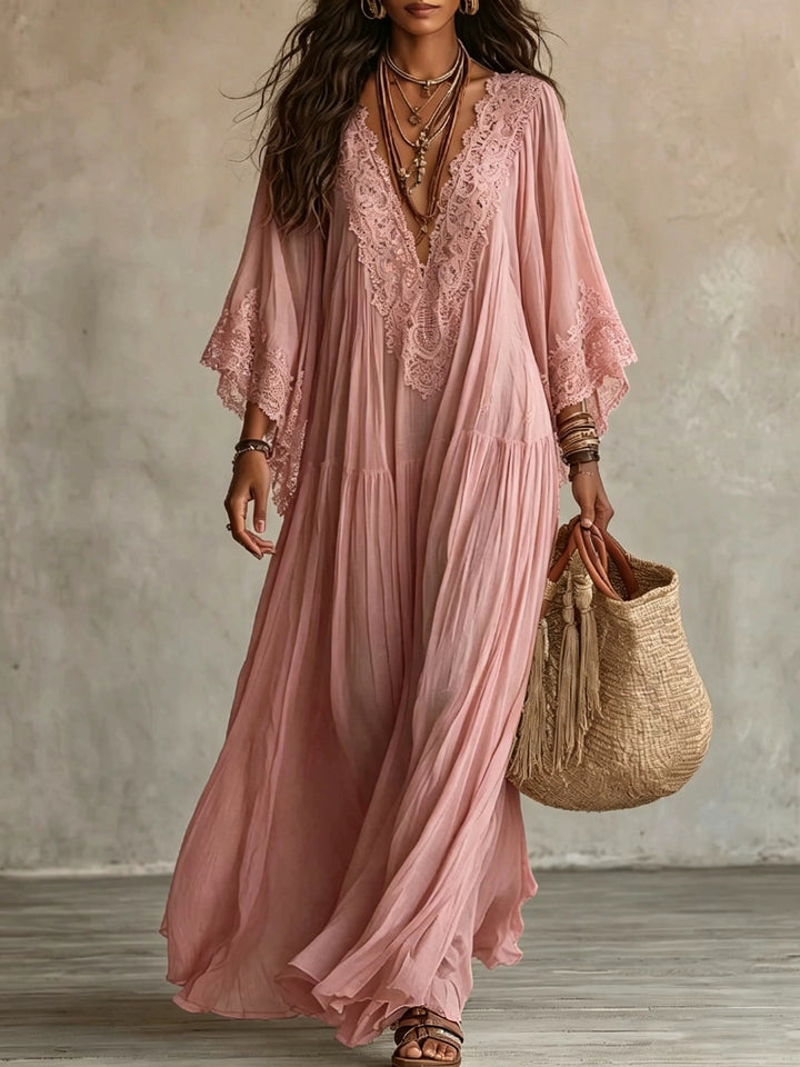 Valentina — Vestido Maxi Boho de Manga Kimono
