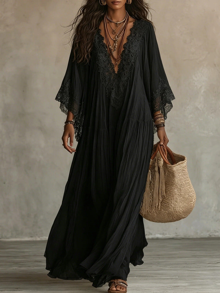 Valentina — Vestido Maxi Boho de Manga Kimono