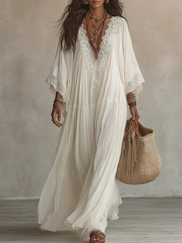 Valentina — Vestido Maxi Boho de Manga Kimono
