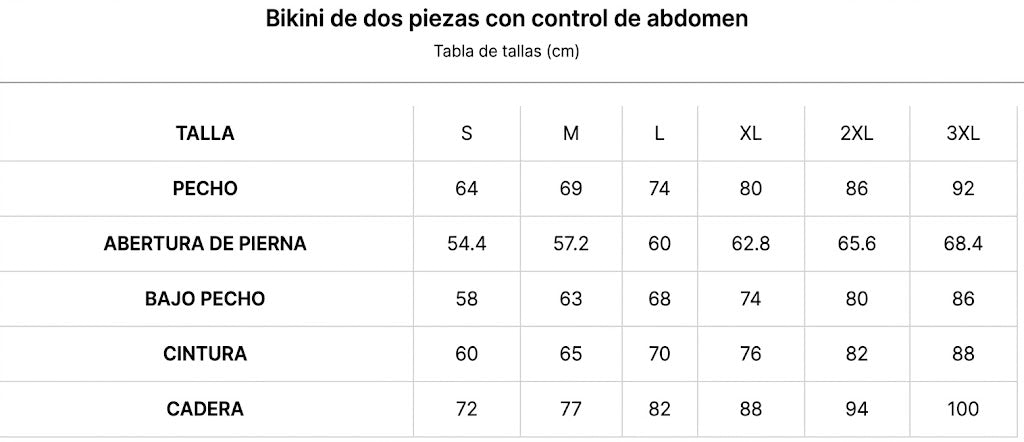 Bikini de dos piezas con control de abdomen