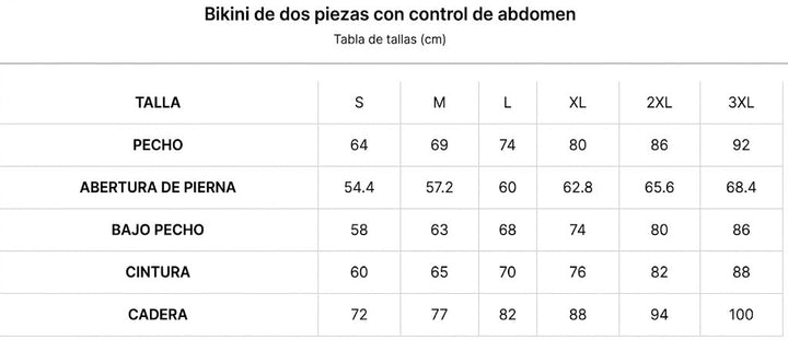 Bikini de dos piezas con control de abdomen