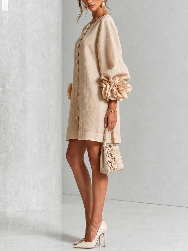 Flora — Vestido Mini con Puños Florales
