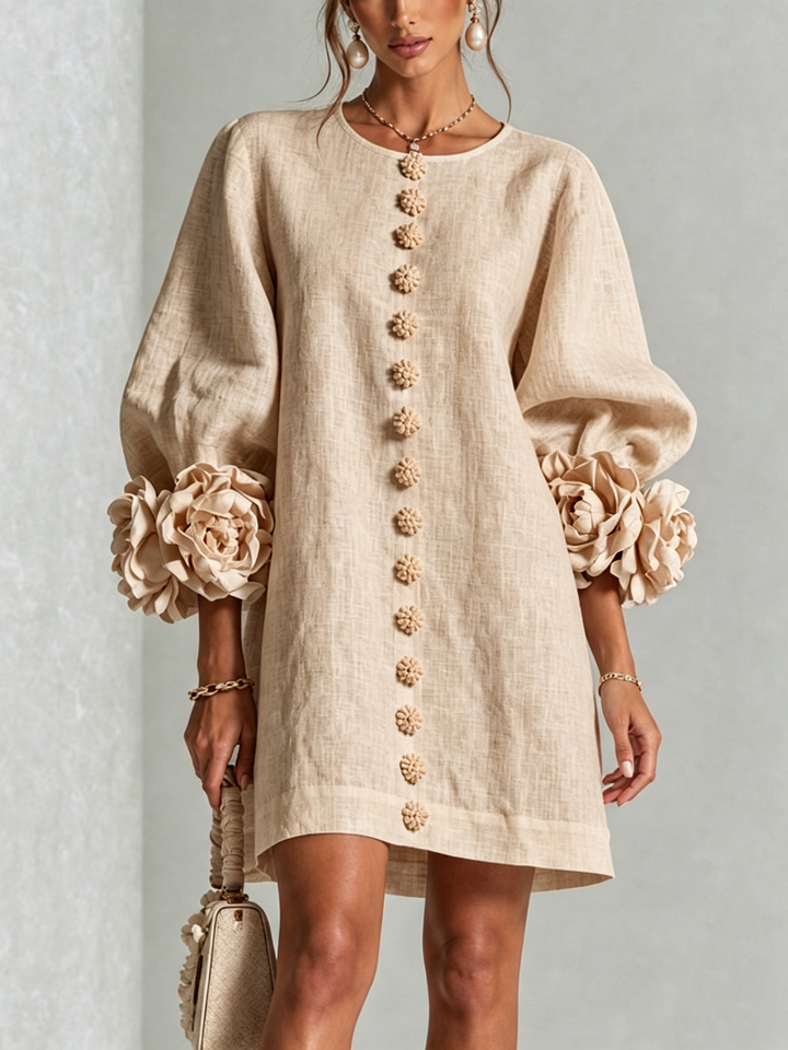 Flora — Vestido Mini con Puños Florales