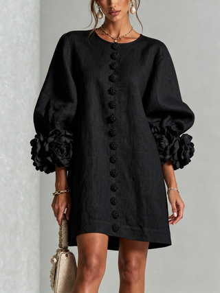 Flora — Vestido Mini con Puños Florales