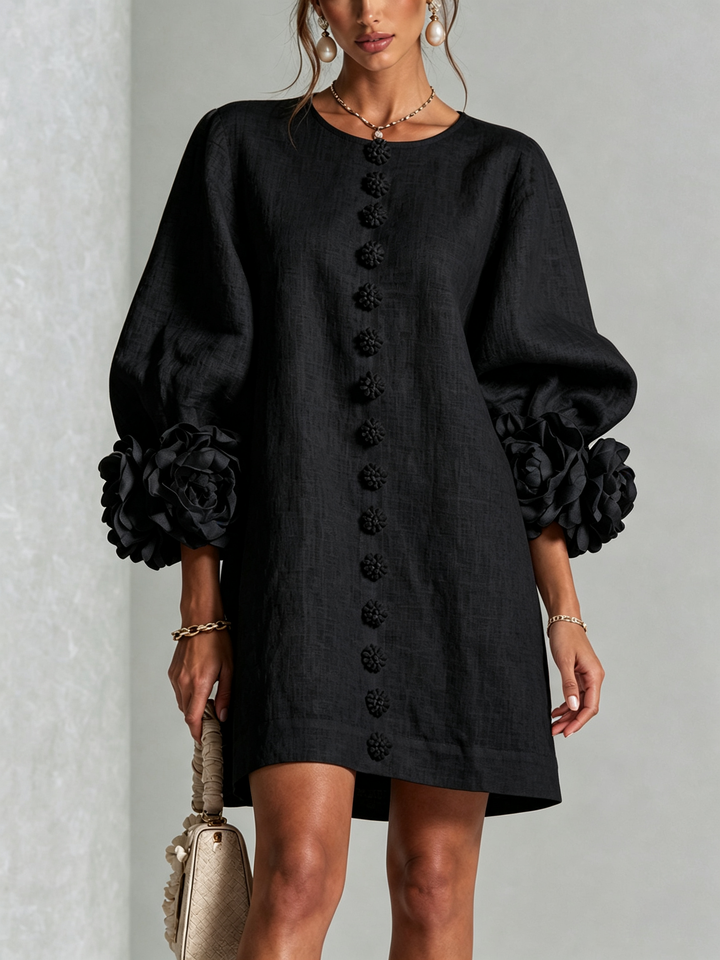 Flora — Vestido Mini con Puños Florales