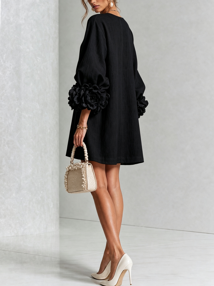 Flora — Vestido Mini con Puños Florales