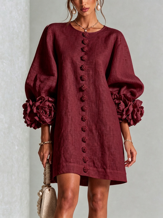 Flora — Vestido Mini con Puños Florales