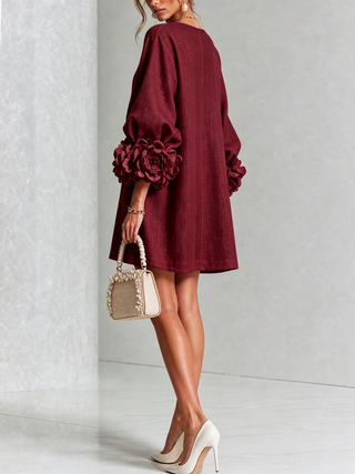 Flora — Vestido Mini con Puños Florales