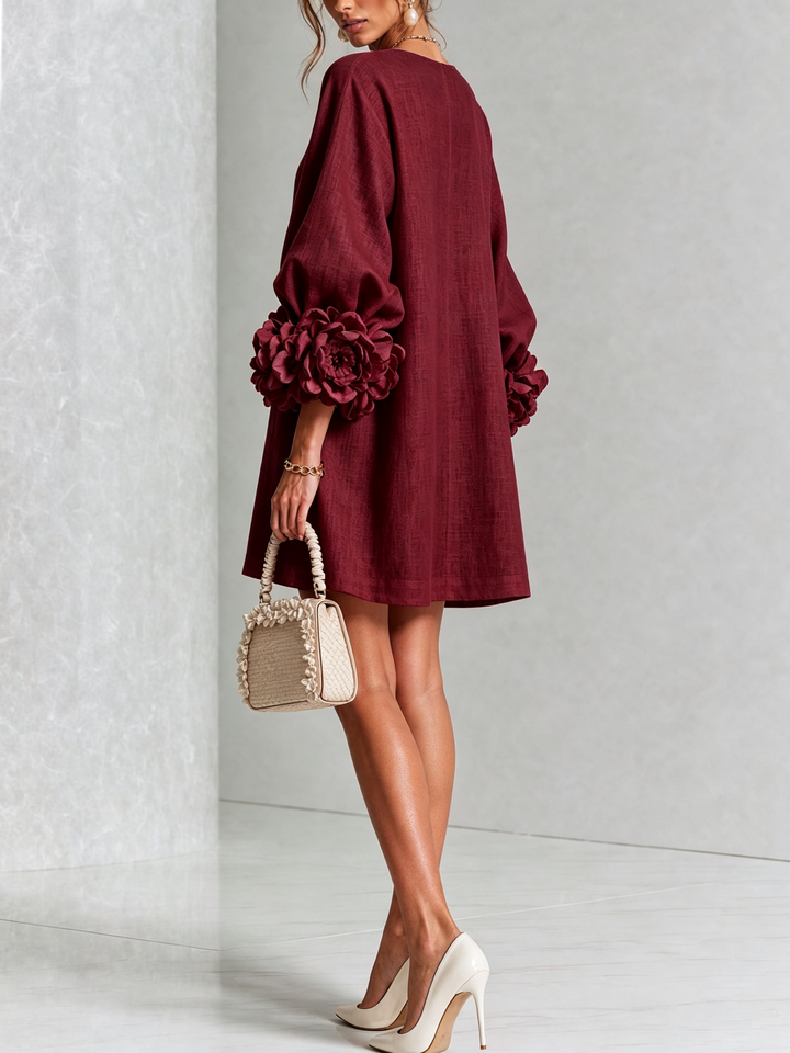 Flora — Vestido Mini con Puños Florales