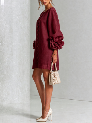 Flora — Vestido Mini con Puños Florales
