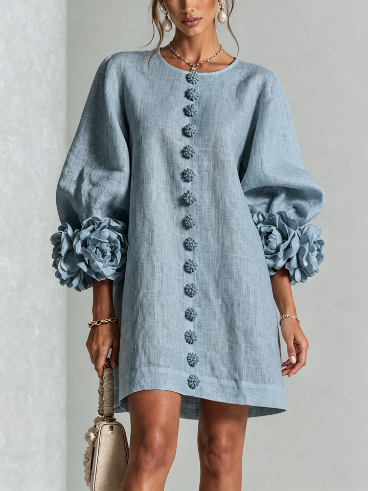 Flora — Vestido Mini con Puños Florales