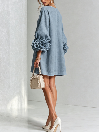 Flora — Vestido Mini con Puños Florales
