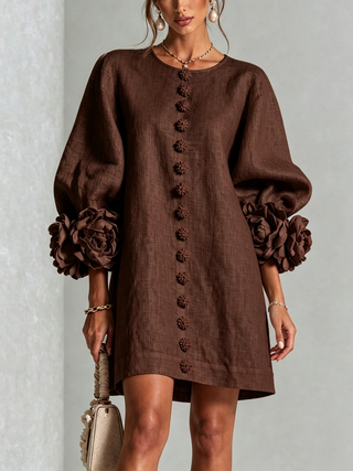 Flora — Vestido Mini con Puños Florales