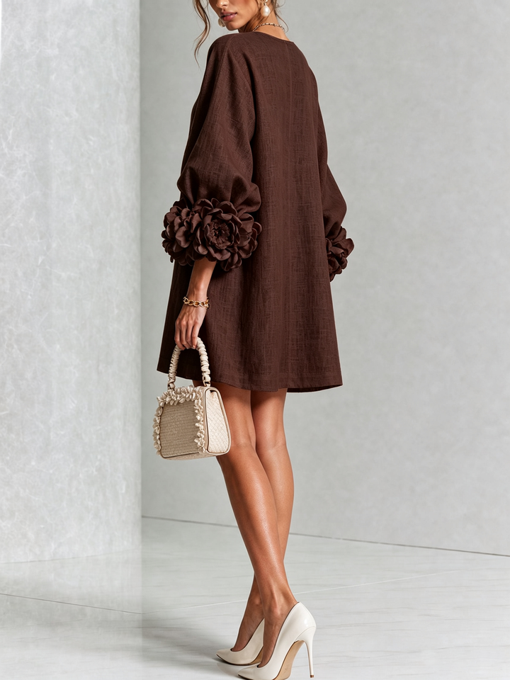 Flora — Vestido Mini con Puños Florales
