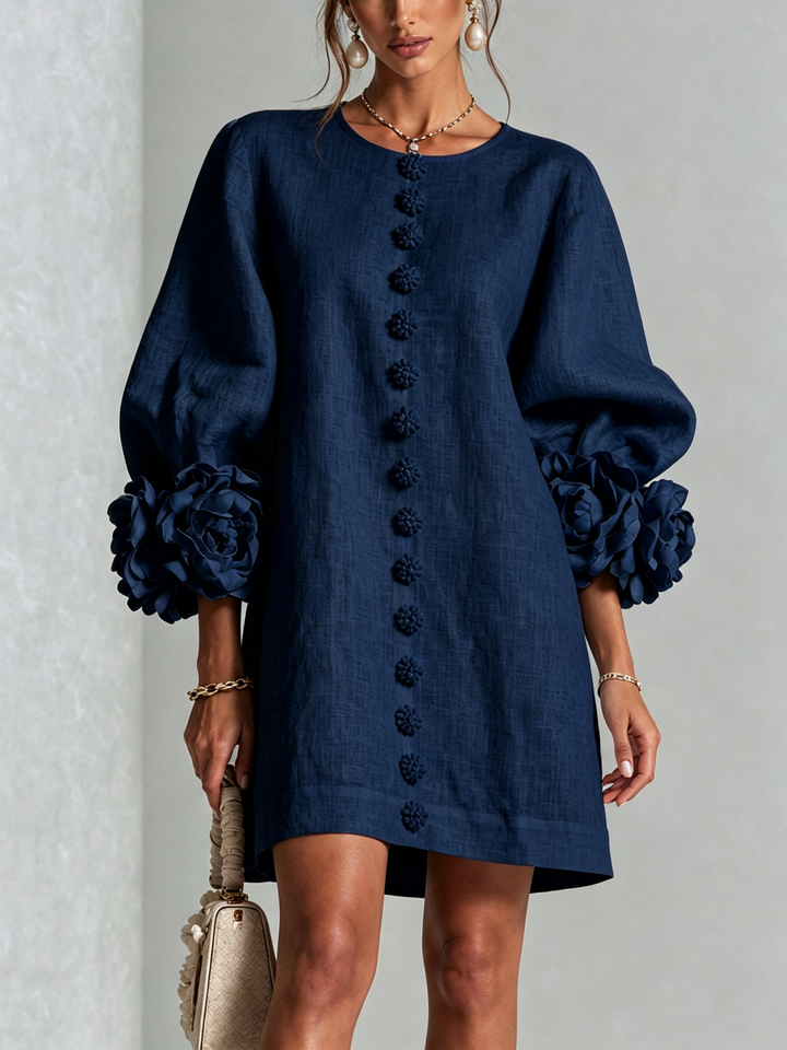 Flora — Vestido Mini con Puños Florales