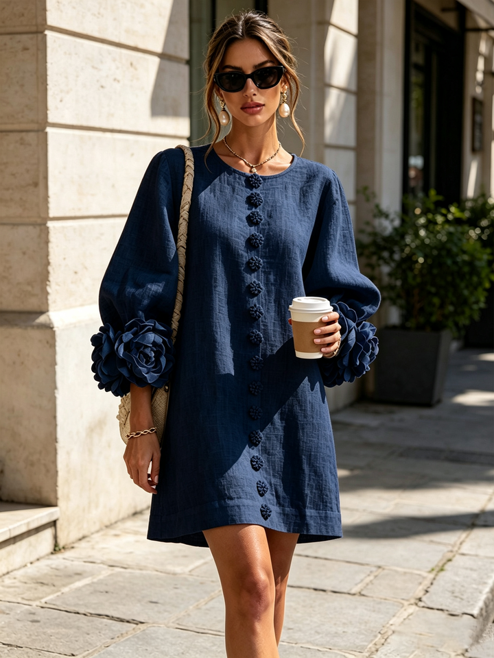 Flora — Vestido Mini con Puños Florales