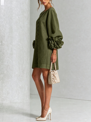 Flora — Vestido Mini con Puños Florales
