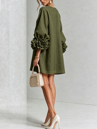 Flora — Vestido Mini con Puños Florales