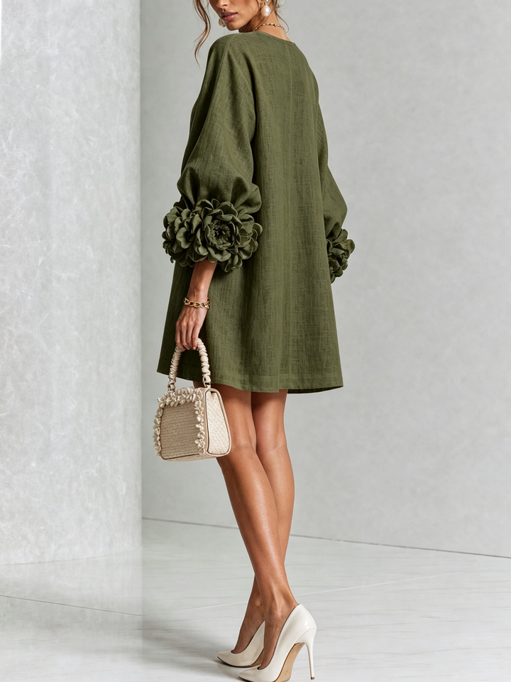 Flora — Vestido Mini con Puños Florales
