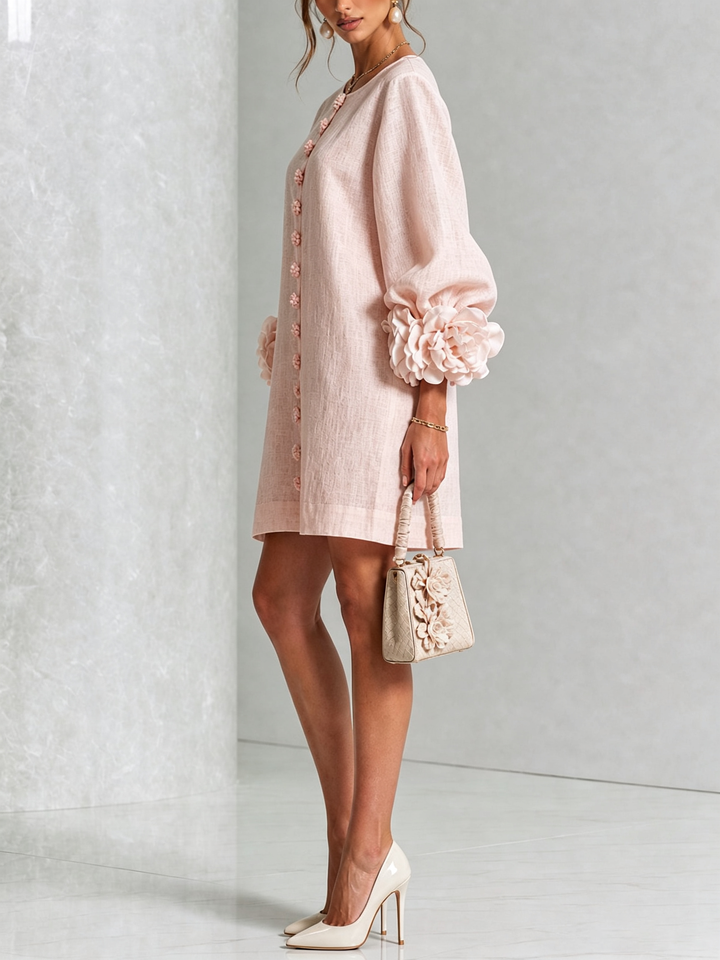 Flora — Vestido Mini con Puños Florales