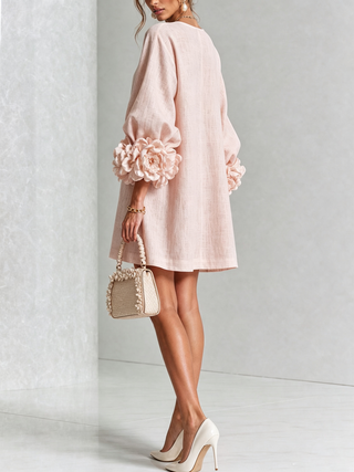 Flora — Vestido Mini con Puños Florales