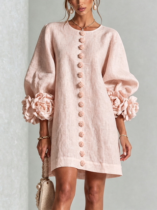 Flora — Vestido Mini con Puños Florales