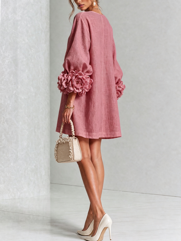 Flora — Vestido Mini con Puños Florales