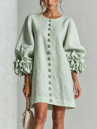 Flora — Vestido Mini con Puños Florales